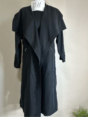 ZARA COATS SIZE XS Silk-like Black Draped Long Coat - Women Jackets & Coats